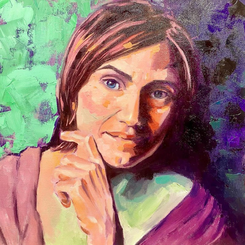 Oil painting self-portrait of Elena